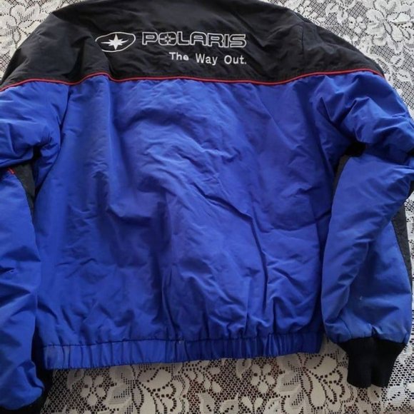 Vintage Polaris Winter Snowmobile Jacket Black Blue Medium - Picture 5 of 8